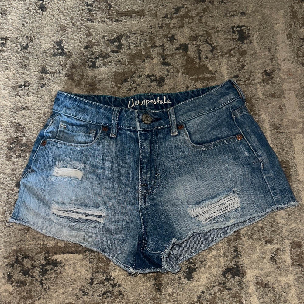 Aeropostale Distressed Blue Jean Shorts